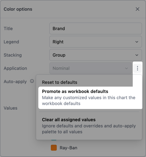 Color promotion to workbook
