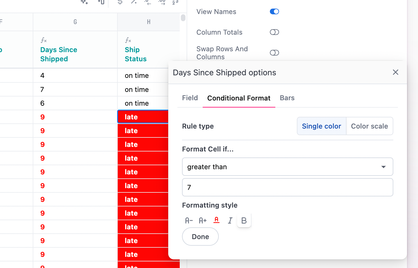 New Conditional Formatting Rules