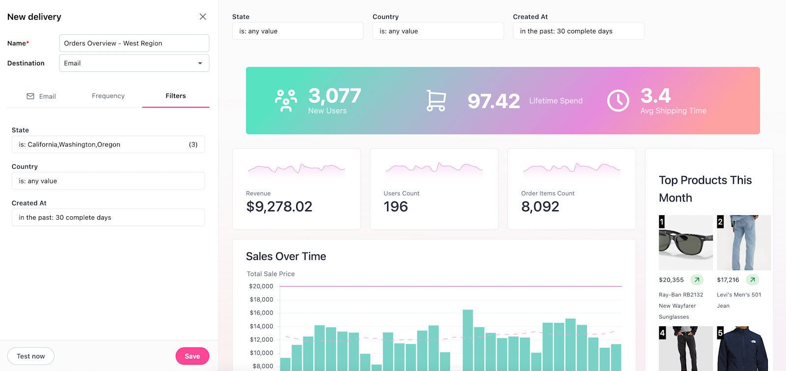 Filterable schedules