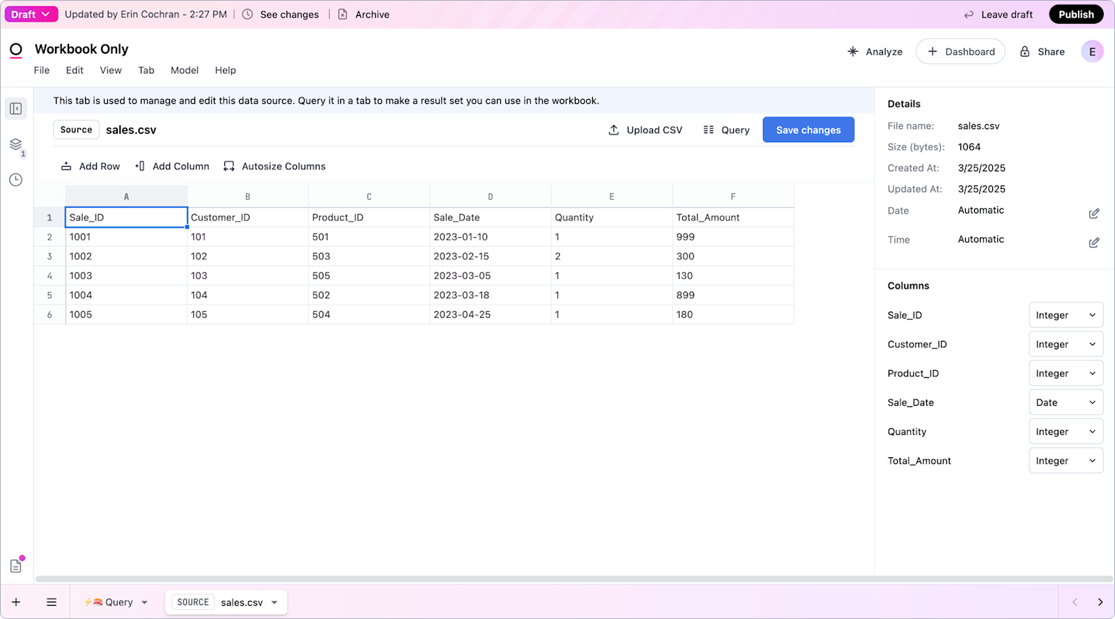 Data input tables