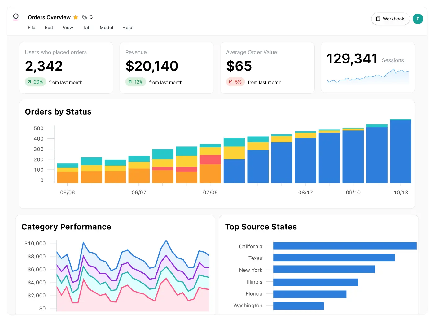 A product shot of Omni showing a workbook